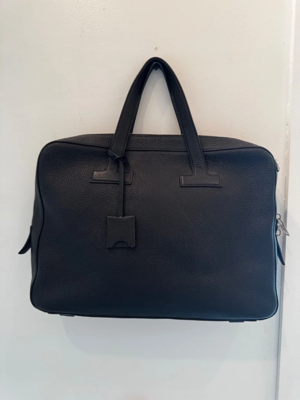 TOM FORD BLACK LEATHER PEBBLED ATTACHÉ BRIEFCASE